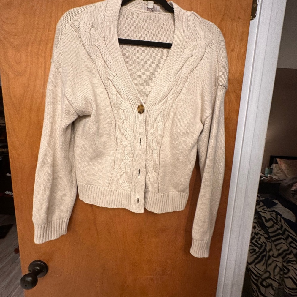 Loft Cotton Cable Knit Cardigan